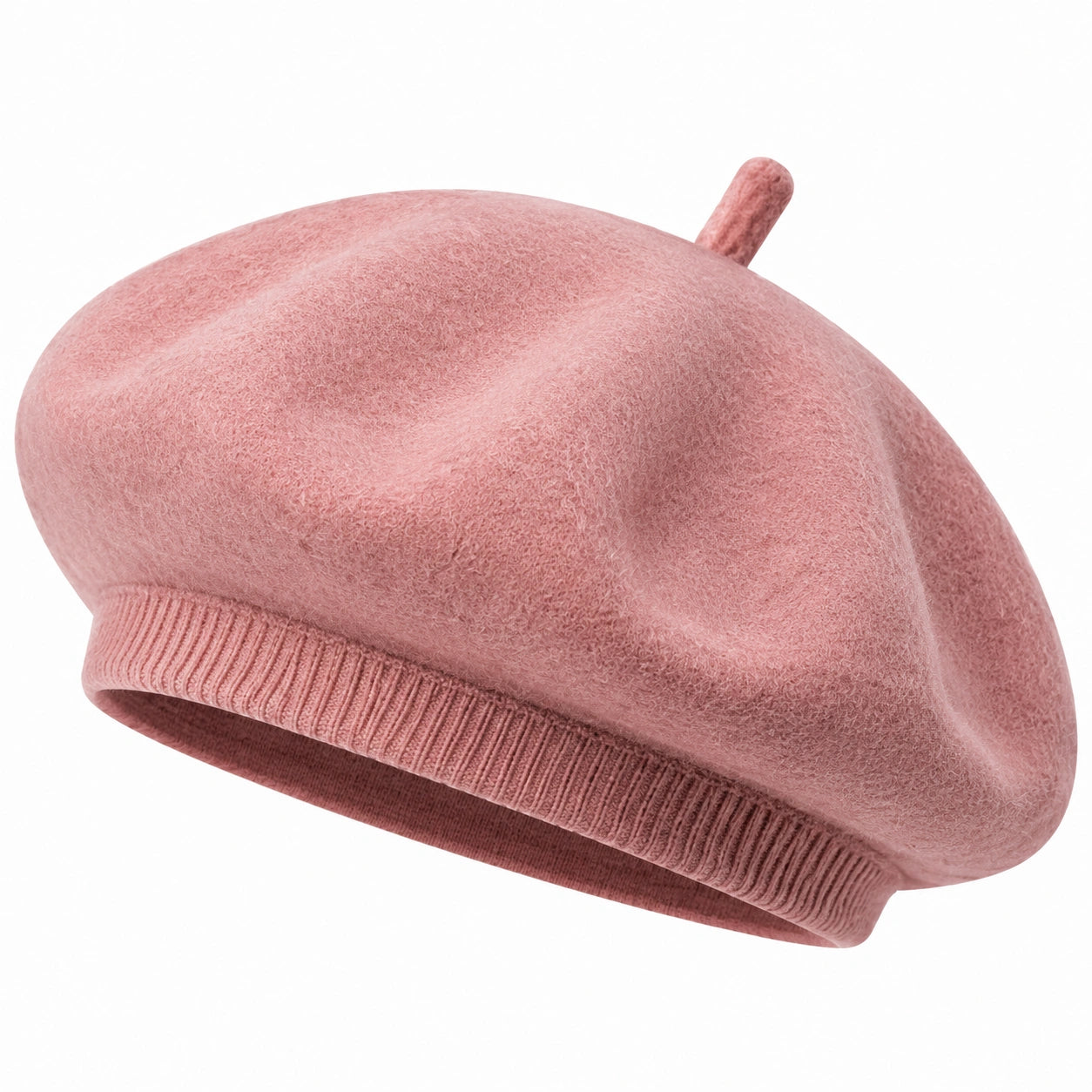 Boina talla única rosa de tejido afelpado con borde elástico estilo clásico