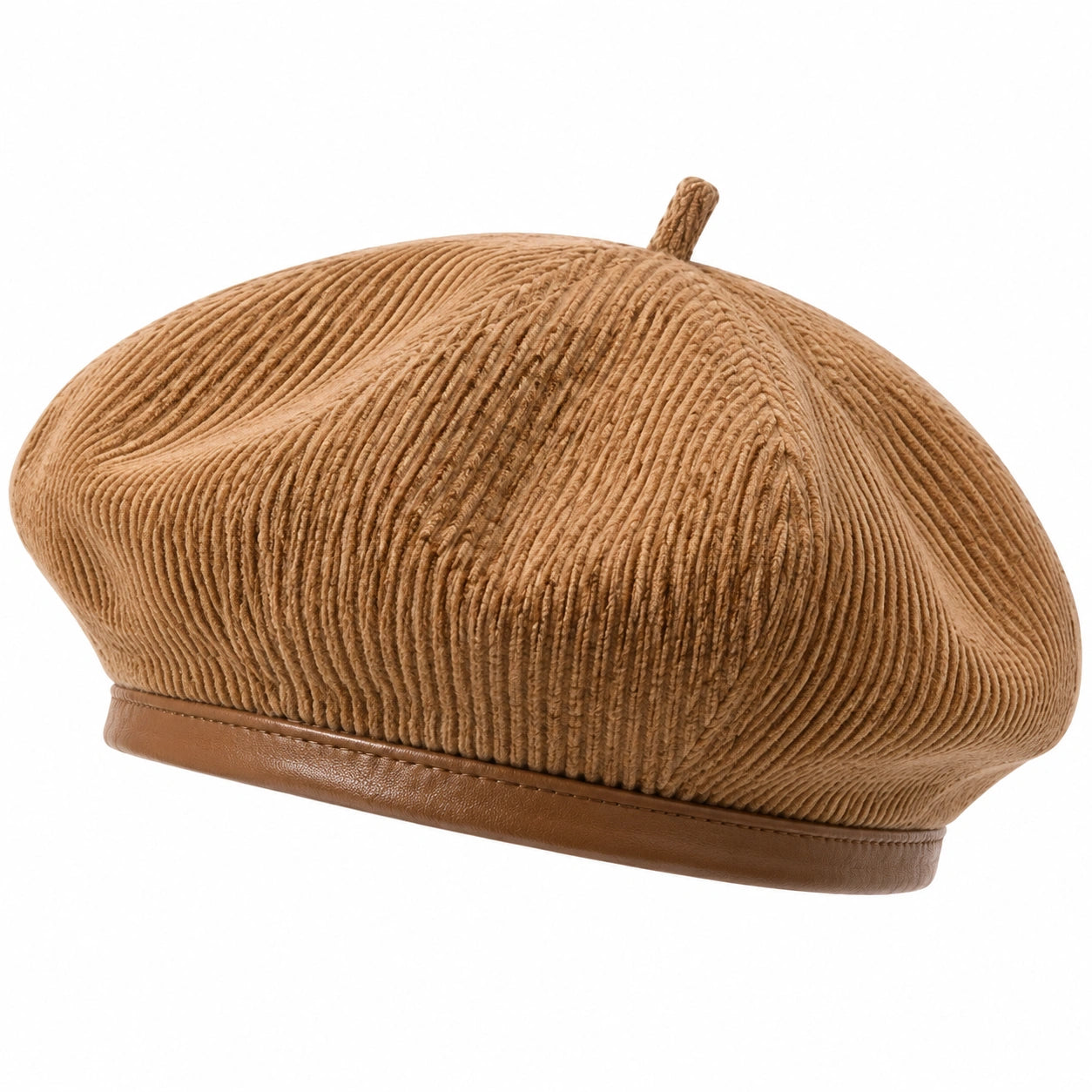 Boina talla única de pana marrón estilo clásico