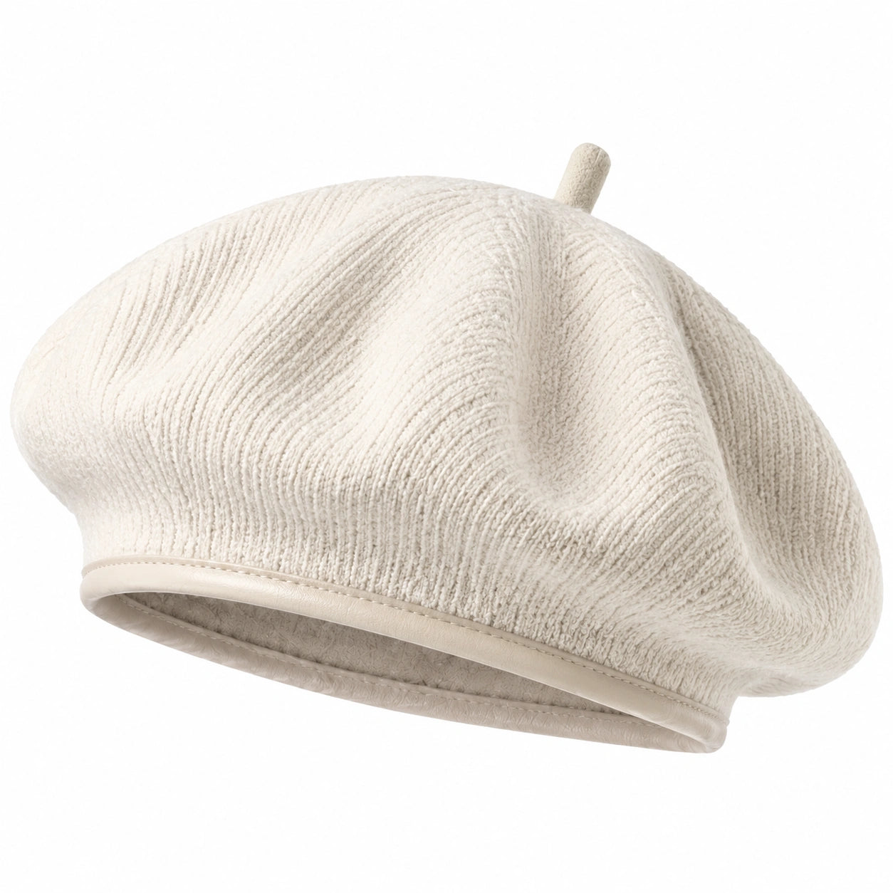 Boina de talla única en tejido texturizado beige - estilo clásico