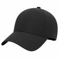 Gorra de béisbol talla única de tejido negro perforado con visera curva
