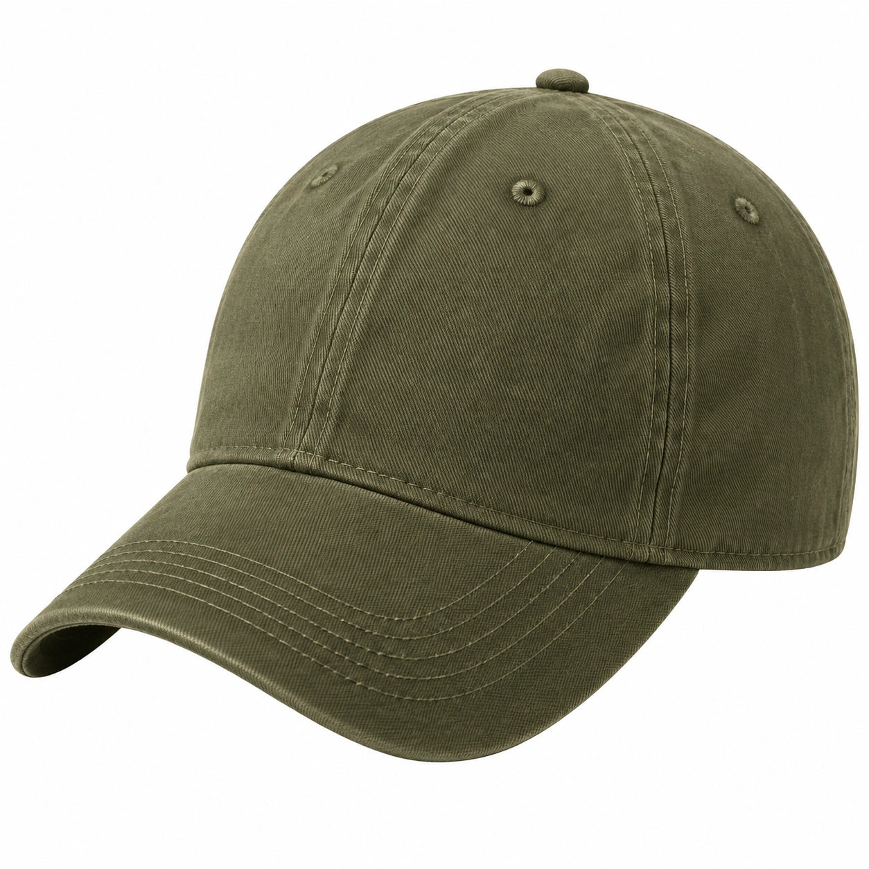 Gorra de béisbol talla única de tejido verde oliva - visera curva estilo casual