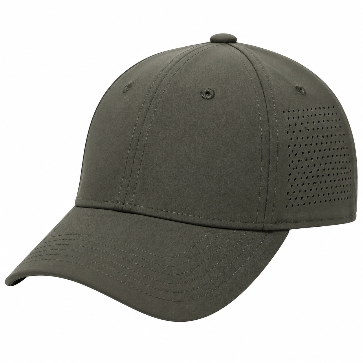 Gorra de béisbol talla única verde oscuro con visera curva y paneles perforados