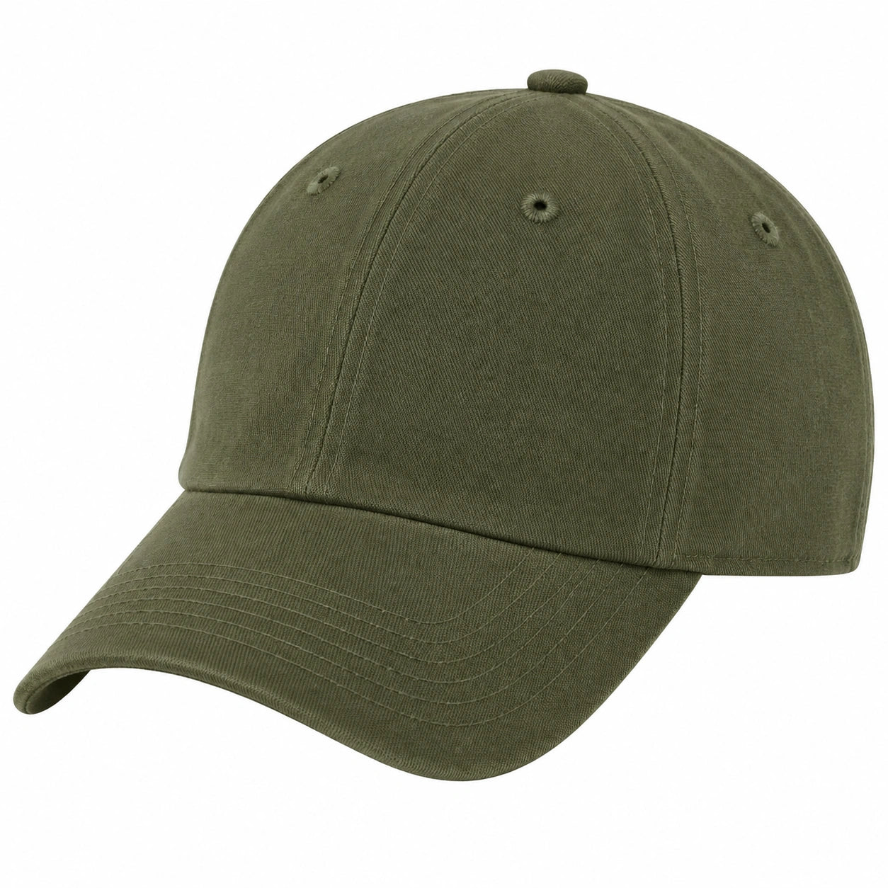 Gorra de béisbol talla única de tejido verde oliva con visera curva para uso diario