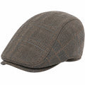 Gorra plana talla única de tejido marrón y gris estilo clásico