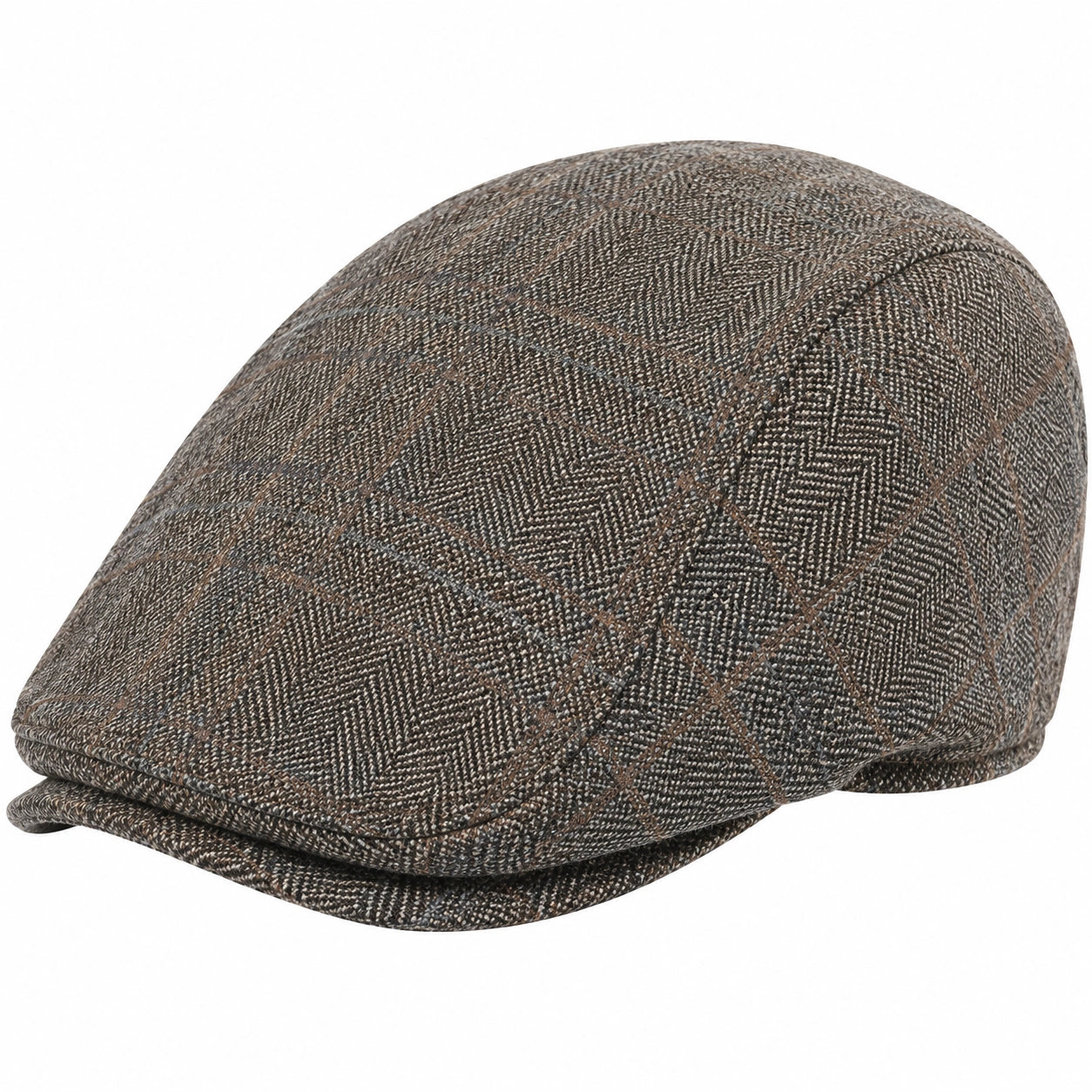 Gorra plana talla única de tejido marrón y gris estilo clásico