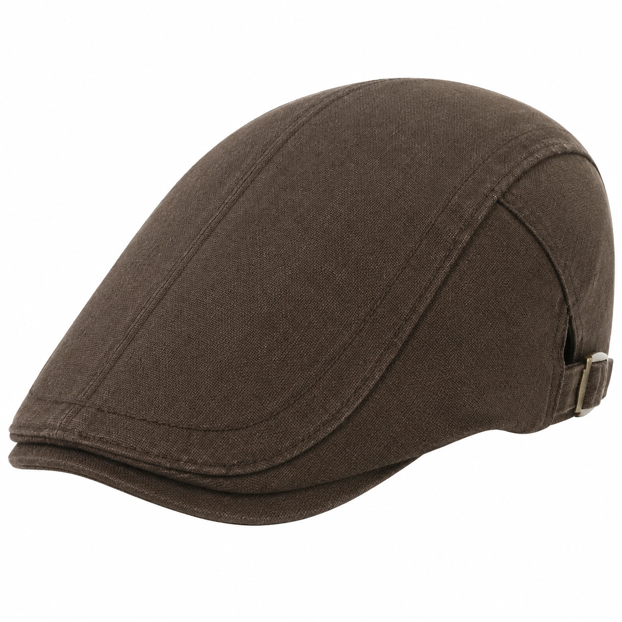 Gorra plana talla única de tejido marrón ajustable estilo clásico