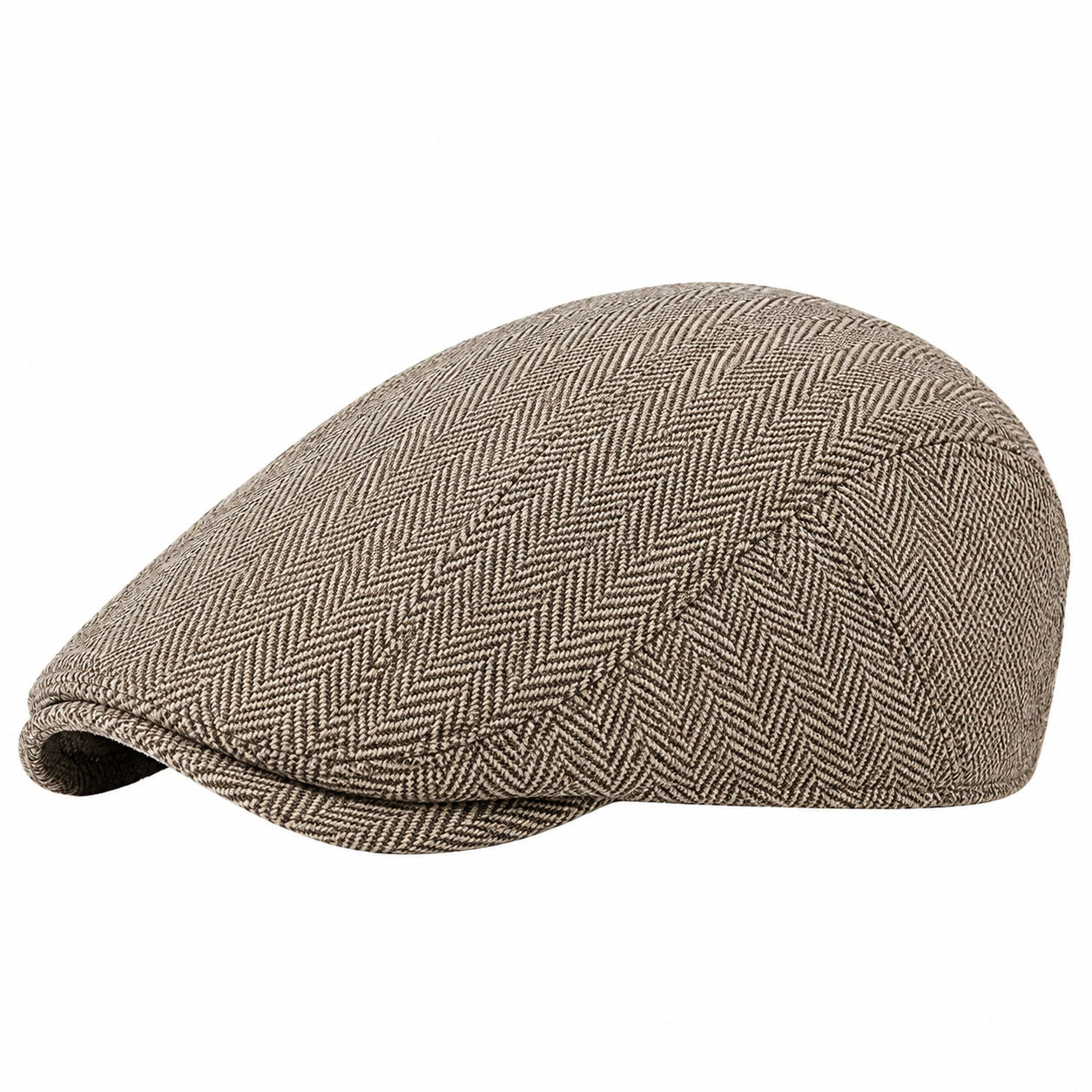Gorra plana talla única de tejido marrón con estampado de espiga