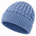 Gorro de punto talla única azul claro con borde doblado para uso diario