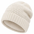 Gorro de punto talla única blanco con forro cálido para invierno