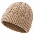 Gorro de punto talla única beige para invierno - diseño canalé