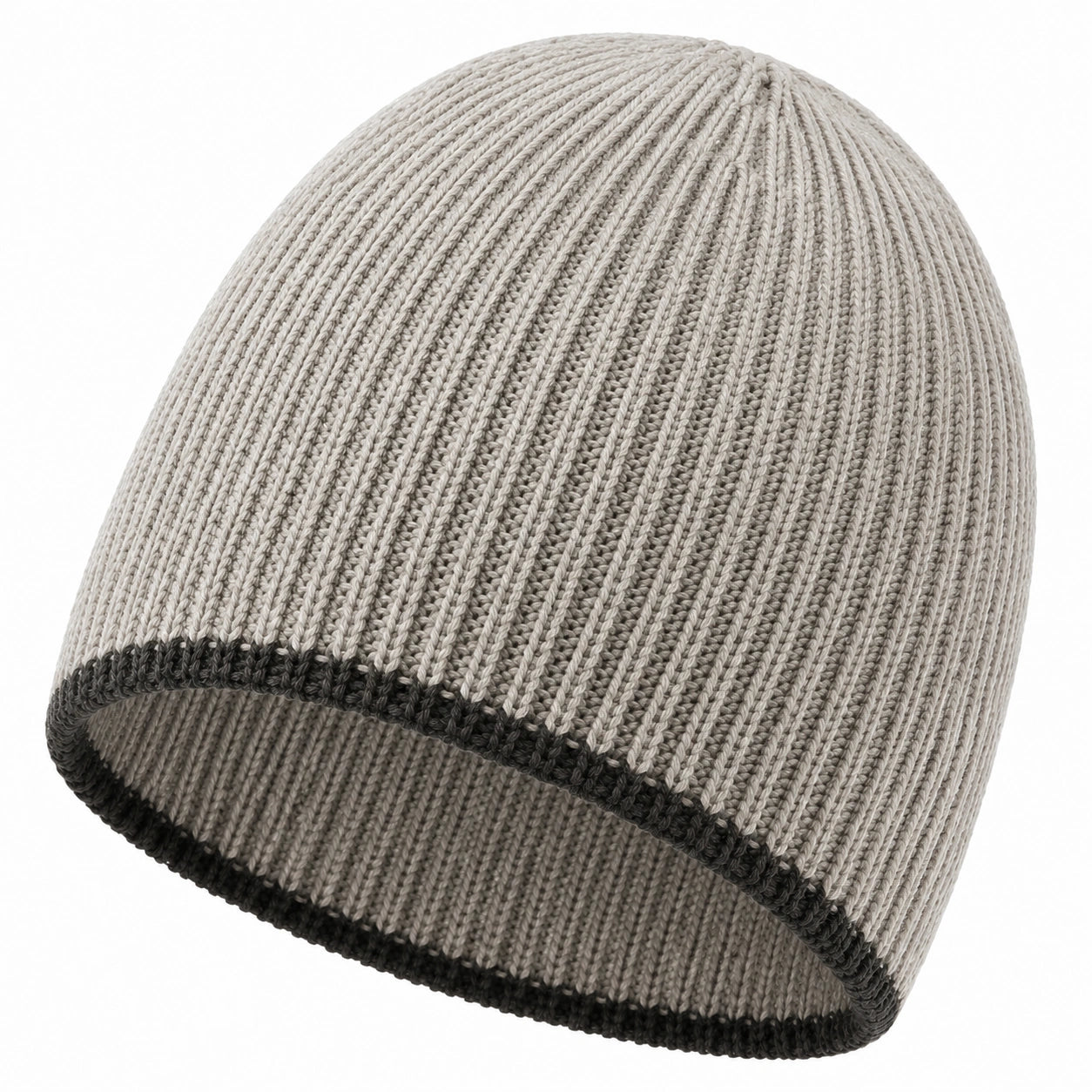 Gorro de punto talla única gris claro/negro elástico de estilo casual