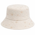 Sombrero pescador talla única de algodón beige con bordado floral - ala ancha