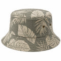 Sombrero bucket talla única de tejido verde con estampado de hojas transpirable