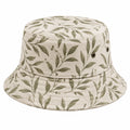 Sombrero pescador talla única de tejido beige y verde oliva con estampado vegetal transpirable