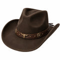 Sombrero vaquero talla única de piel sintética marrón con cinta decorativa ajustable