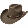 Sombrero vaquero talla única de fieltro marrón con banda decorativa - estilo western