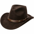Sombrero cowboy talla única marrón de tejido afelpado con cinta trenzada estilo western