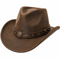 Sombrero cowboy talla única marrón de material sintético con acabado efecto cuero
