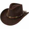 Sombrero vaquero talla única marrón de tacto afelpado con cordón ajustable