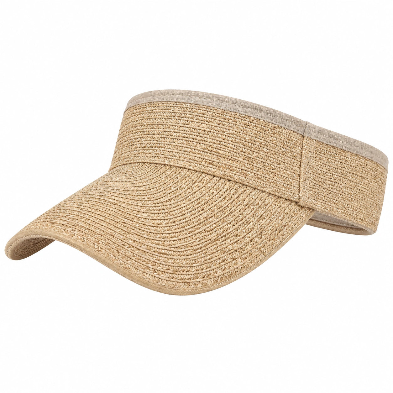 Visera de talla única de fibra trenzada beige - estilo casual para exterior