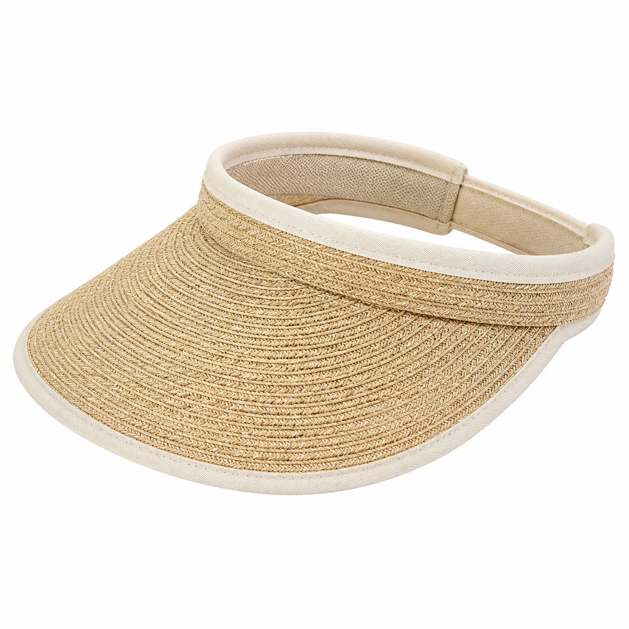 Visera de fibra trenzada beige talla única ajustable estilo casual