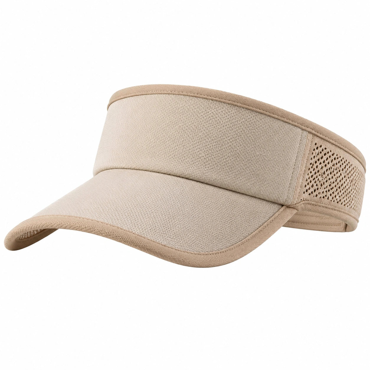 Visera deportiva talla única de tejido de malla beige ajustable